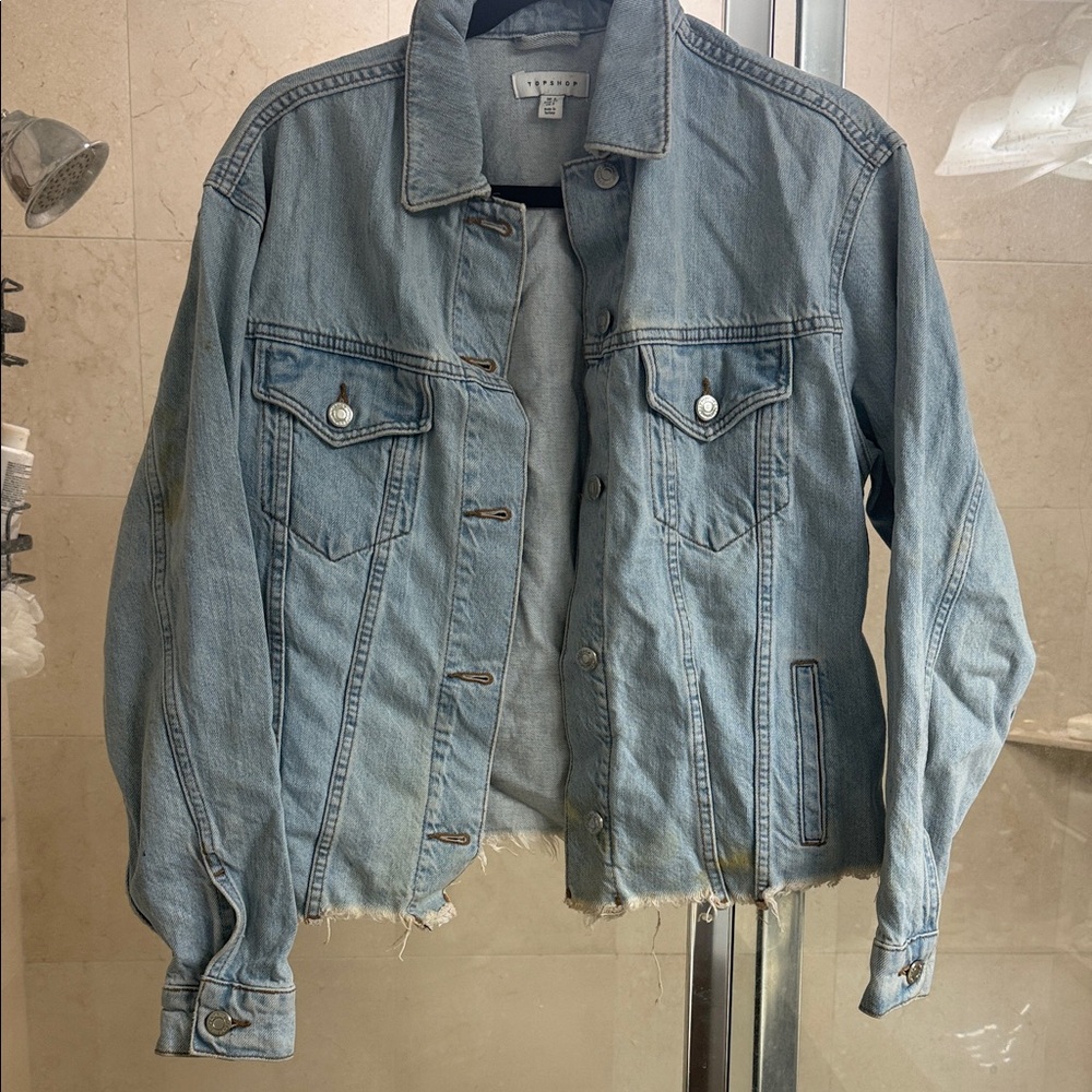 Topshop Light Blue Distressed Jean Jacket